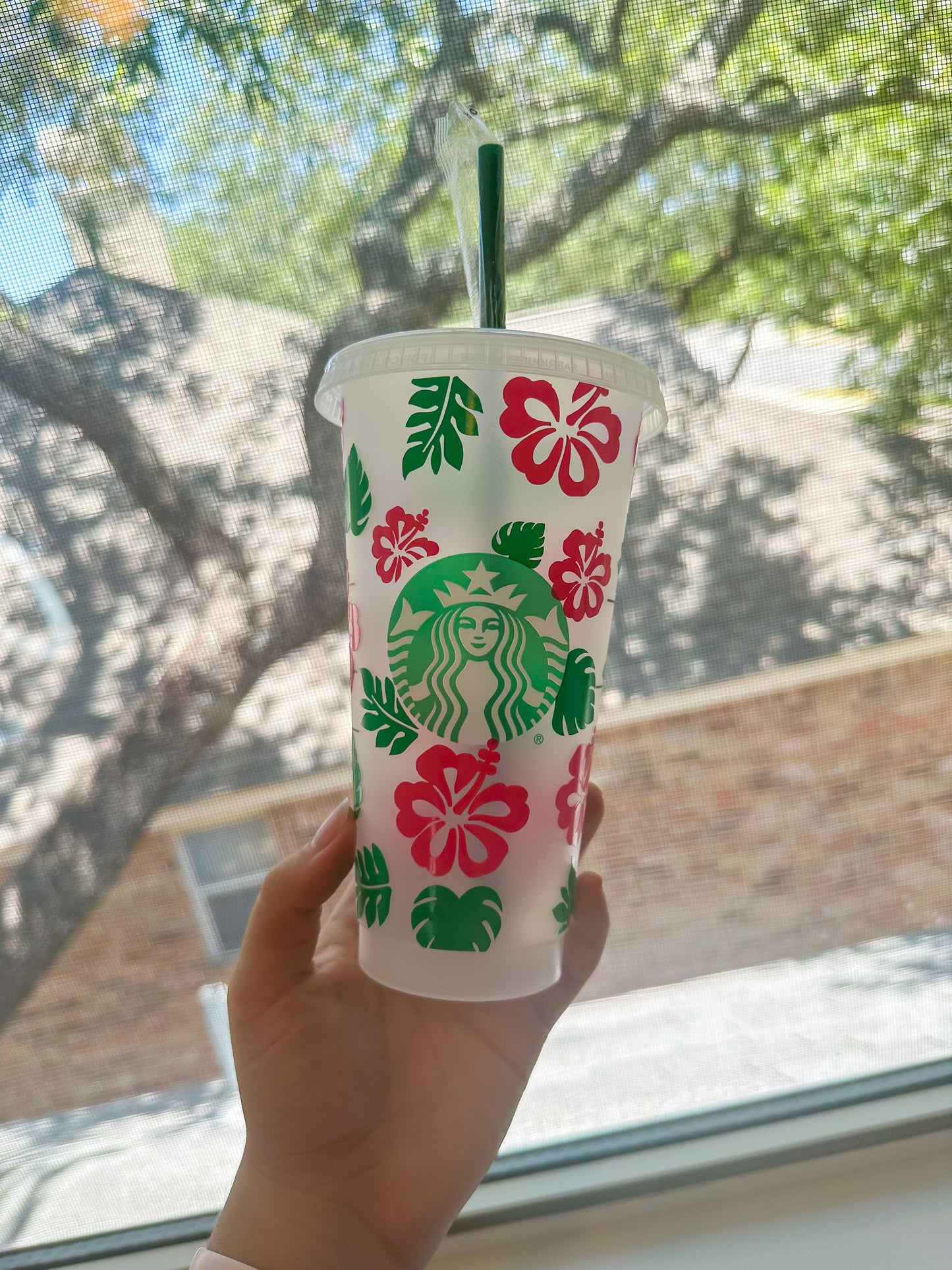 Hawaiian flowers  cold cup