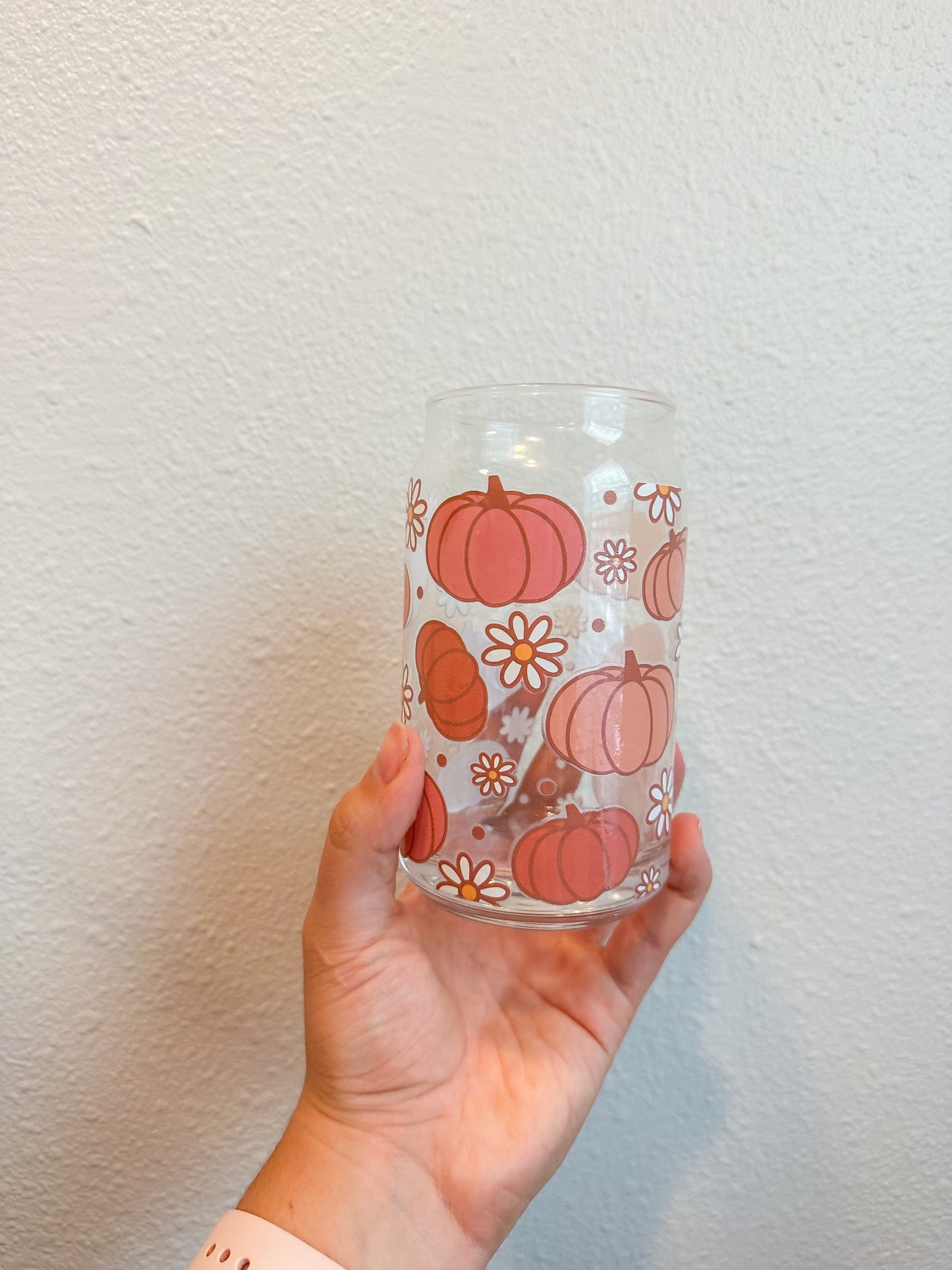 pumpkin spice glass cup
